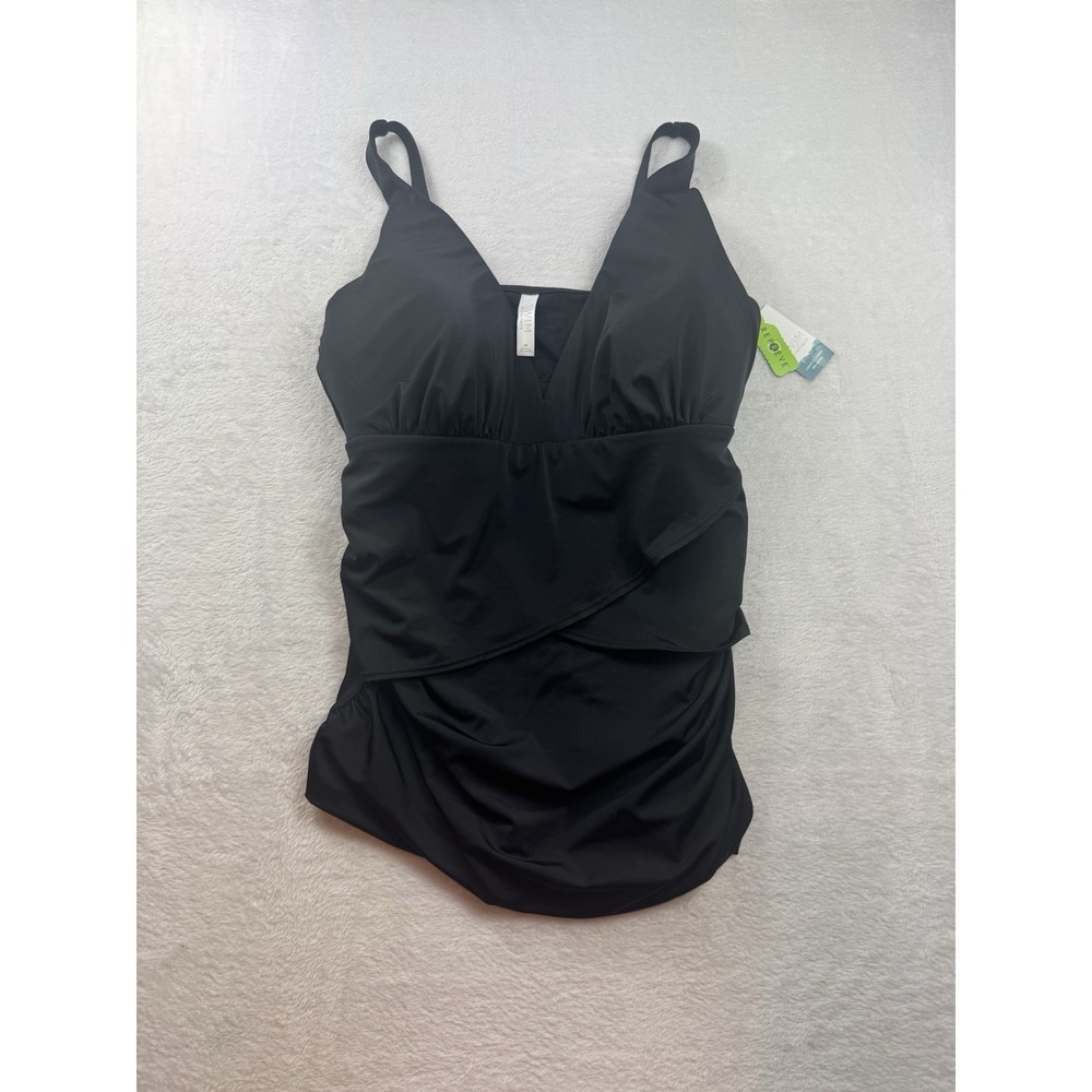 NEW Cacique Lightly Lined No Wire Black Tankini Swimsuit women's plus size 20